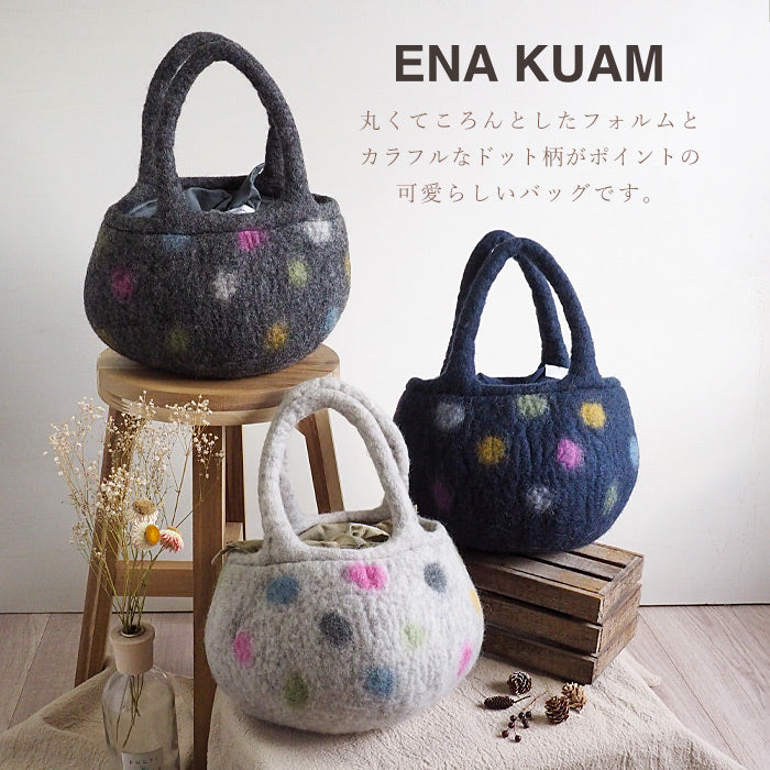 [3 colors] ENA KUAM felt bag Marupote dot [21AKU012] 