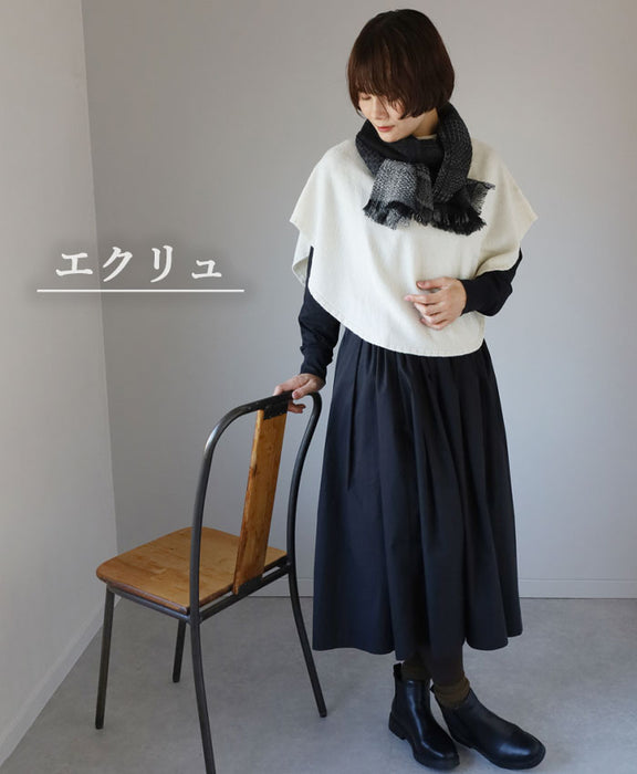 mino maru Poncho Cape Wool 100% Ladies Hand Washable [223-02-10] Niigata Prefecture Gosen City Gosen Knit Brand