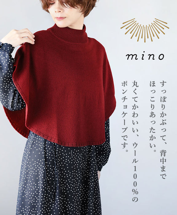 mino(みの) maru ポンチョ ケープ ウール100％ レディース 手洗い可 ...