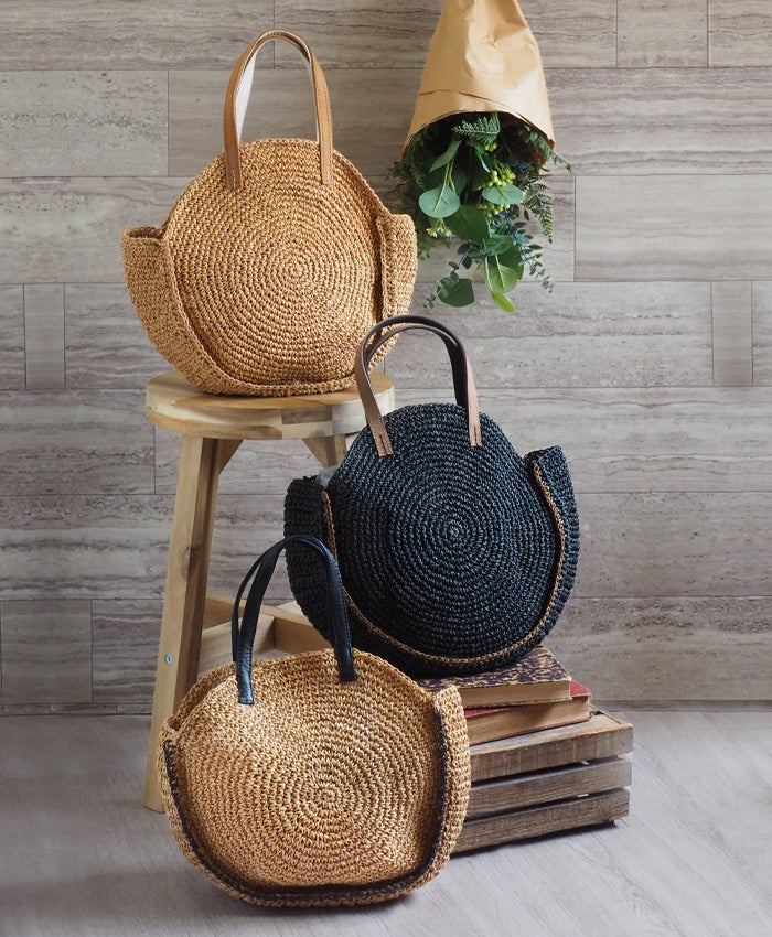 【3色】ENA KUAM (エナクアム) ベビーラウンドバッグ かごバッグ [22SKU004]