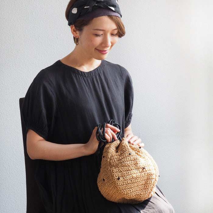 [2 patterns] ENA KUAM drawstring sacoche shoulder bag basket bag [22SKU006] 