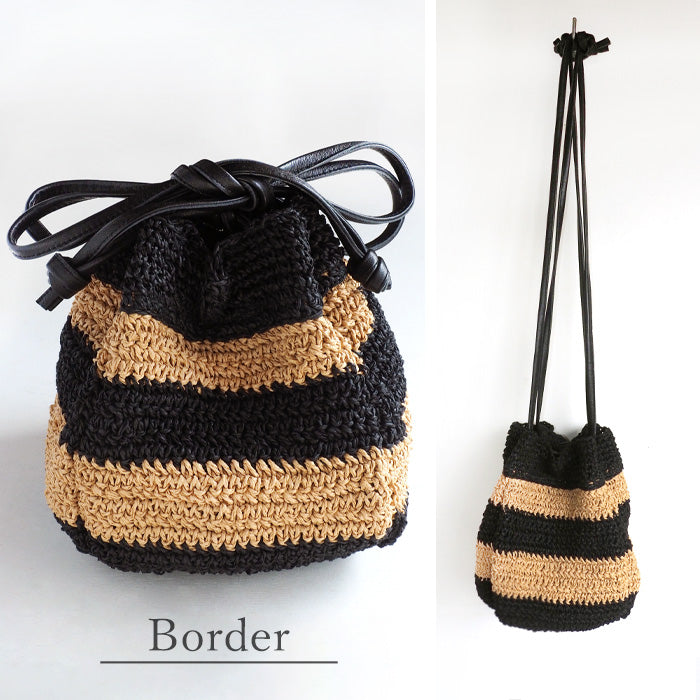 [2 patterns] ENA KUAM drawstring sacoche shoulder bag basket bag [22SKU006] 