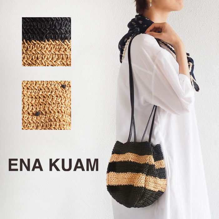 [2 patterns] ENA KUAM drawstring sacoche shoulder bag basket bag [22SKU006] 