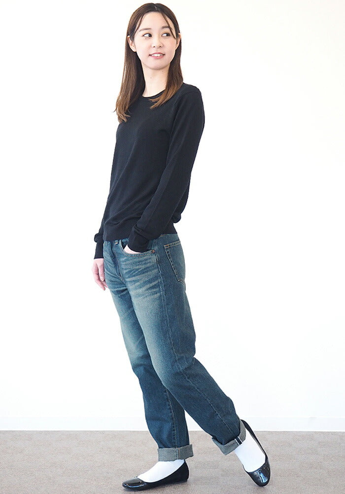 DEEP BLUE Deep Blue Sweet Weave Denim Boyfriend Denim Full Length Blue [72419-2] Okayama Kurashiki Kojima Jeans Brand 