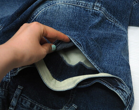 DEEP BLUE (Deep Blue) 10.5oz NEP Denim Gardening Pants Distressed Knee Length [72687-USED] Okayama Kurashiki Kojima Jeans Brand 