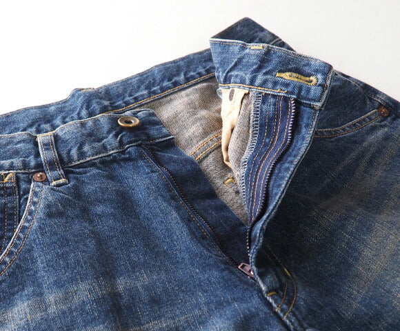 DEEP BLUE 11.5 oz wide loose denim pants Distressed Ladies [72764-2] Okayama Kurashiki Kojima jeans brand 