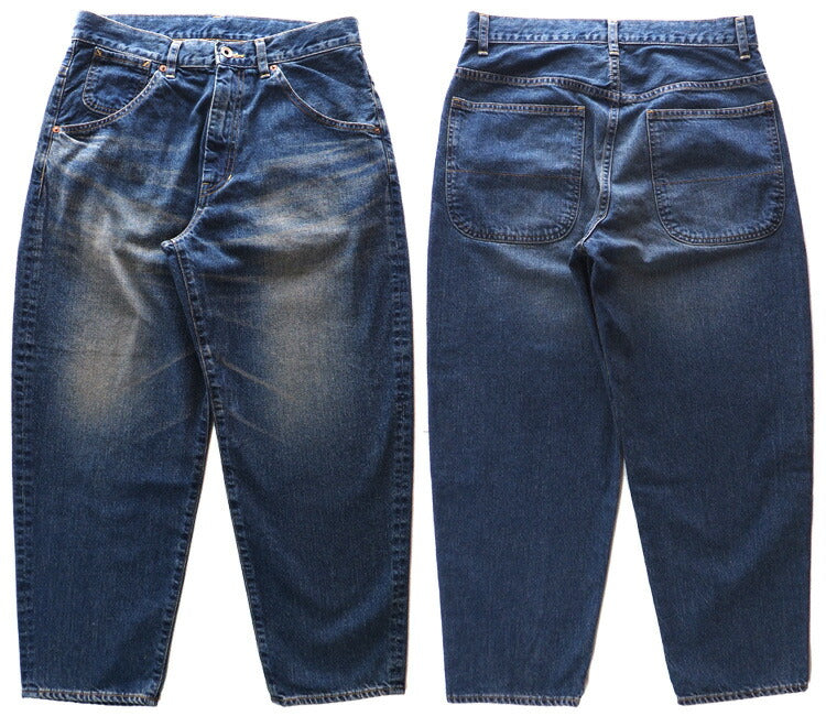 DEEP BLUE 11.5 oz wide loose denim pants Distressed Ladies [72764-2] Okayama Kurashiki Kojima jeans brand 