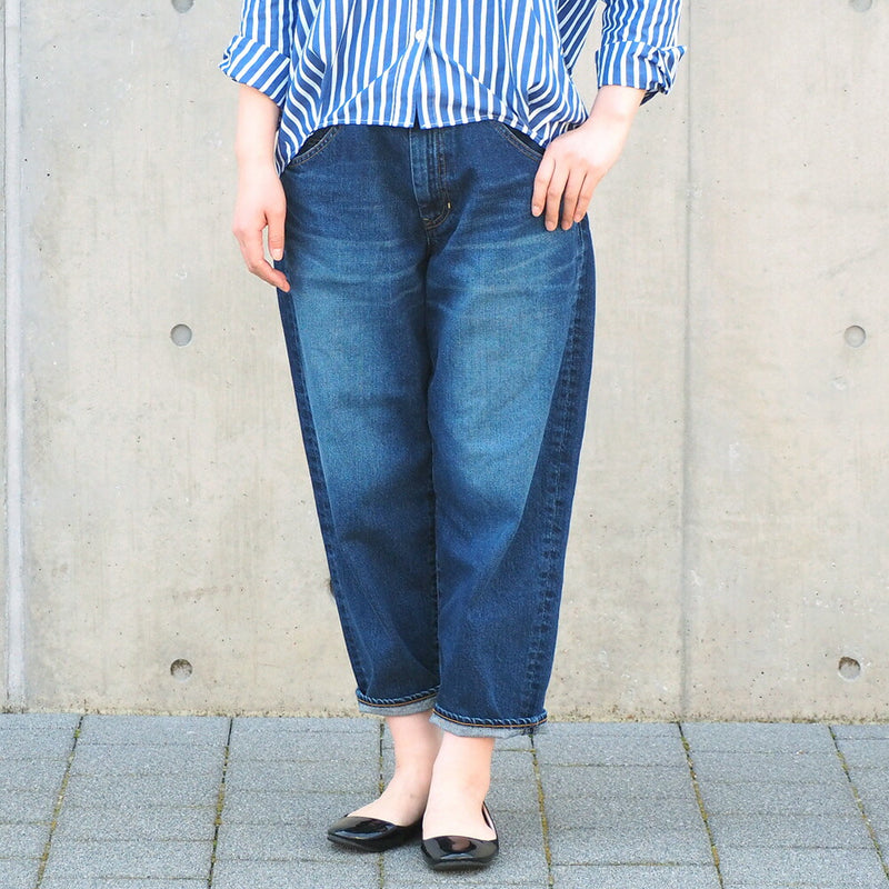 DEEP BLUE 11.5oz Wide Loose Denim Pants Dark Blue Ladies [72764-3] Okayama Kurashiki Kojima Jeans Brand 