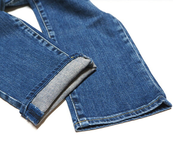 深藍色（深藍色）10oz 彈力牛仔布半低腰 5 口袋褲子做舊 [72779-USED] Okayama Kurashiki Kojima Jeans Brand 