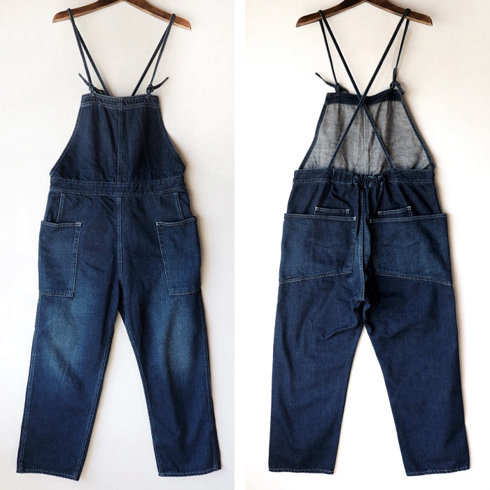 深藍色 Gardening Salopette 做舊女式 [72815] 工裝褲 Kurashiki Kojima Jeans Denim Brand 