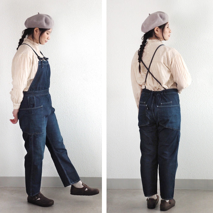 DEEP BLUE Gardening Salopette Distressed Women's [72815] Overalls Kurashiki Kojima Jeans Denim Brand 