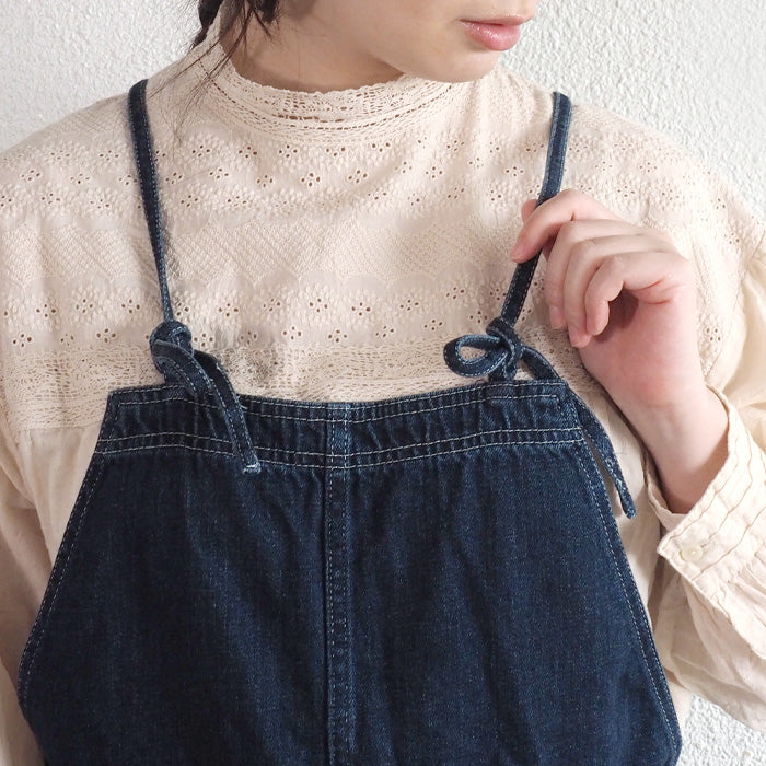 DEEP BLUE Gardening Salopette Distressed Women's [72815] Overalls Kurashiki Kojima Jeans Denim Brand 