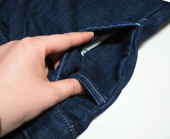 DEEP BLUE (deep blue) 10oz switching tapered denim pants Distressed processing [72822-2] Okayama Kurashiki Kojima jeans brand