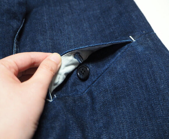 DEEP BLUE (deep blue) 10oz switching tapered denim pants Distressed processing [72822-2] Okayama Kurashiki Kojima jeans brand