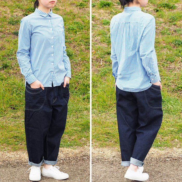 DEEP BLUE（深藍色）11.5oz 寬寬鬆園藝牛仔褲 一次洗滌 [72842-1] Okayama Kurashiki Kojima Jeans Brand 