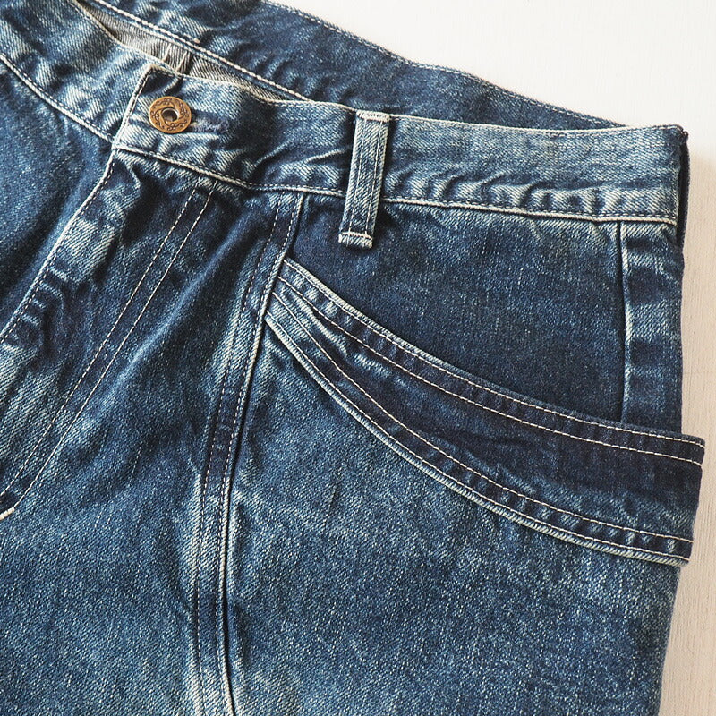 DEEP BLUE (Deep Blue) 11.5 oz Wide Loose Gardening Denim Pants Distressed [72842-2] Okayama Kurashiki Kojima Jeans Brand 