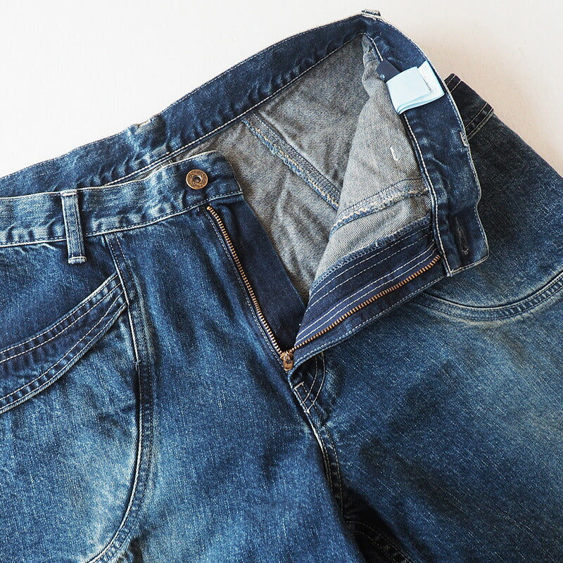 DEEP BLUE (Deep Blue) 11.5 oz Wide Loose Gardening Denim Pants Distressed [72842-2] Okayama Kurashiki Kojima Jeans Brand 