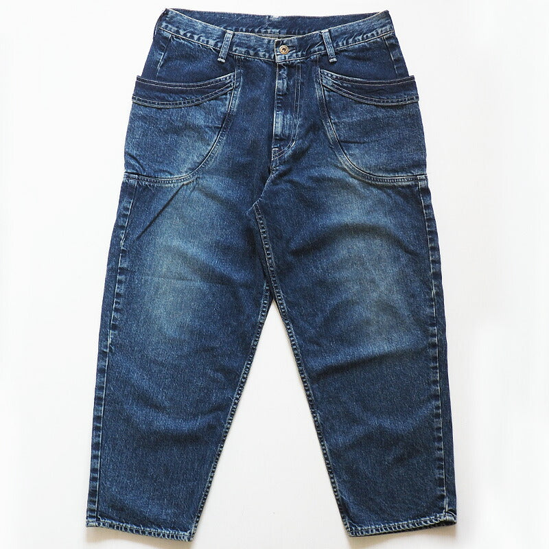 DEEP BLUE (Deep Blue) 11.5 oz Wide Loose Gardening Denim Pants Distressed [72842-2] Okayama Kurashiki Kojima Jeans Brand 