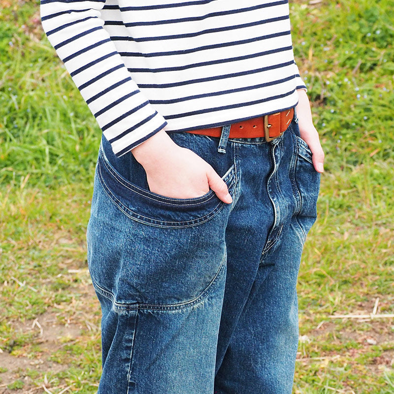 DEEP BLUE (Deep Blue) 11.5 oz Wide Loose Gardening Denim Pants Distressed [72842-2] Okayama Kurashiki Kojima Jeans Brand 