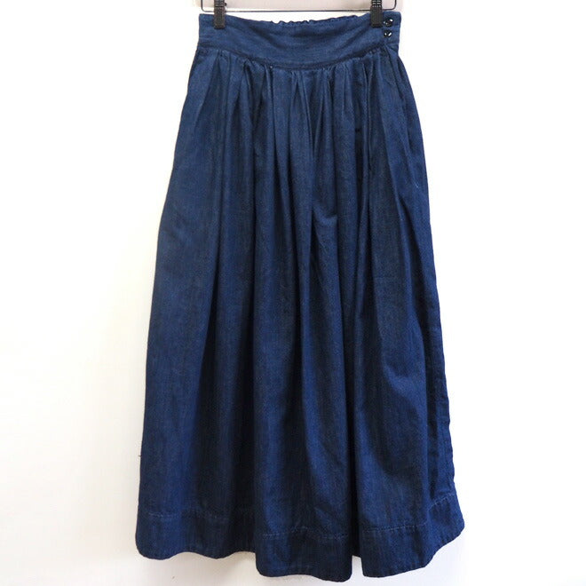 DEEP BLUE (Deep Blue) Denim Gathered Skirt One Wash Calf Length [72845] Okayama Kurashiki Kojima Jeans Brand 