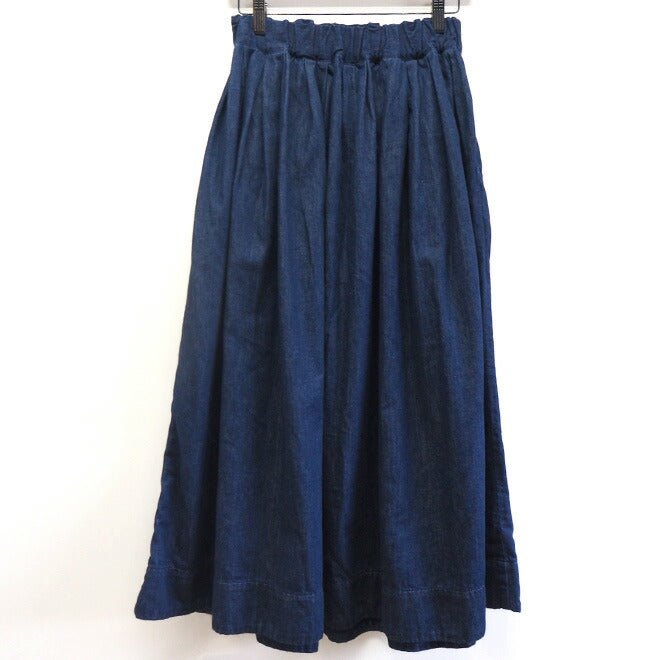DEEP BLUE (Deep Blue) Denim Gathered Skirt One Wash Calf Length [72845] Okayama Kurashiki Kojima Jeans Brand 