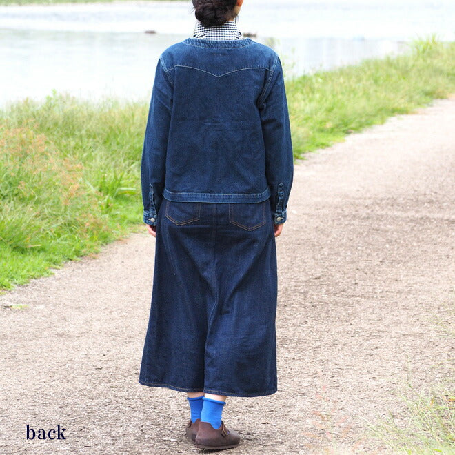 DEEP BLUE Denim No Collar Western Jacket 10oz Distressed [72848] Okayama Kurashiki Kojima Jeans Brand 