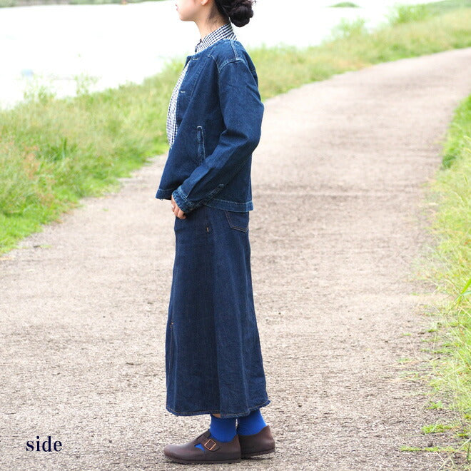 DEEP BLUE Denim No Collar Western Jacket 10oz Distressed [72848] Okayama Kurashiki Kojima Jeans Brand 