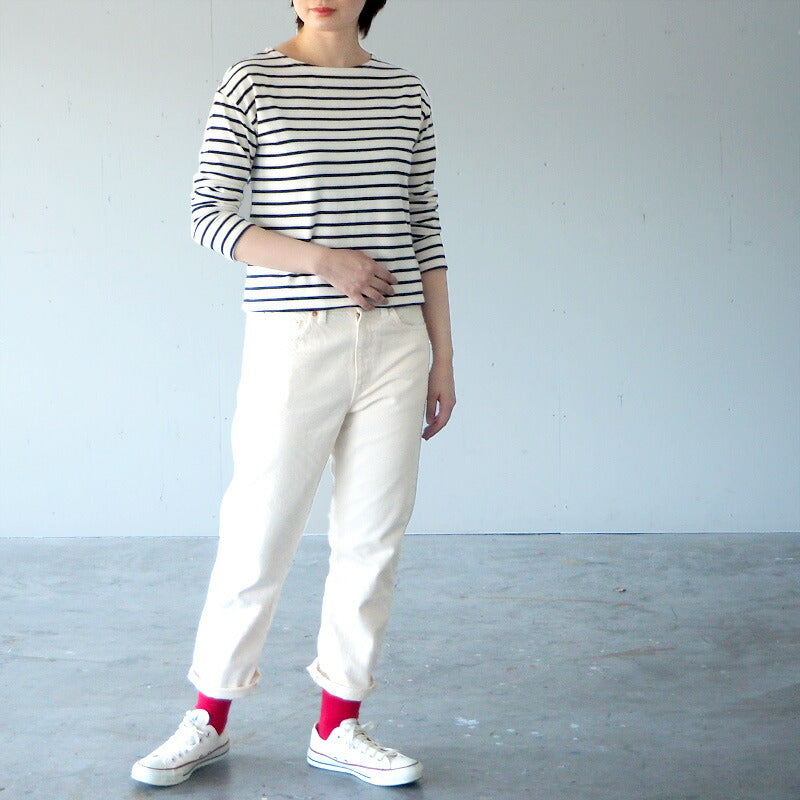 DEEP BLUE (deep blue) 12.5 oz sweet weave color denim boyfriend ankle length ivory ladies [72867-1] Okayama Kurashiki Kojima jeans brand 