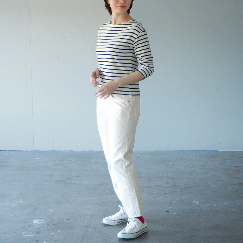 DEEP BLUE (deep blue) 12.5 oz sweet weave color denim boyfriend ankle length ivory ladies [72867-1] Okayama Kurashiki Kojima jeans brand 