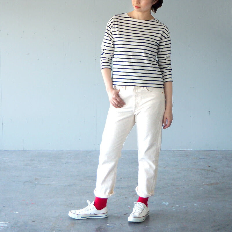 DEEP BLUE (deep blue) 12.5 oz sweet weave color denim boyfriend ankle length ivory ladies [72867-1] Okayama Kurashiki Kojima jeans brand 