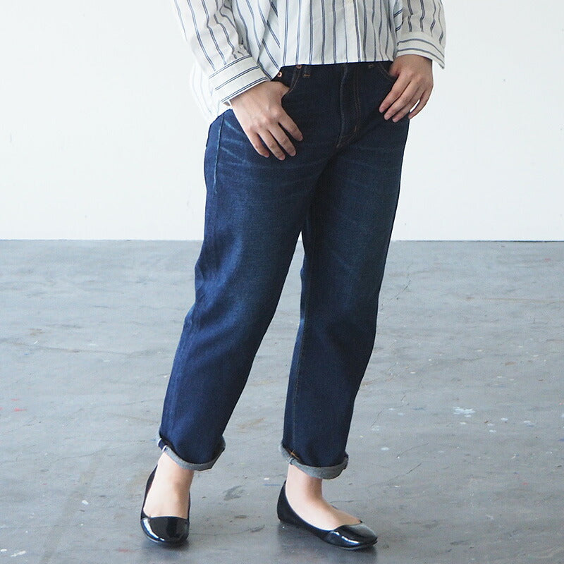 DEEP BLUE (deep blue) 12.5 oz sweet weave denim boyfriend denim ankle length dark blue [73388-3] Okayama Kurashiki Kojima jeans brand 