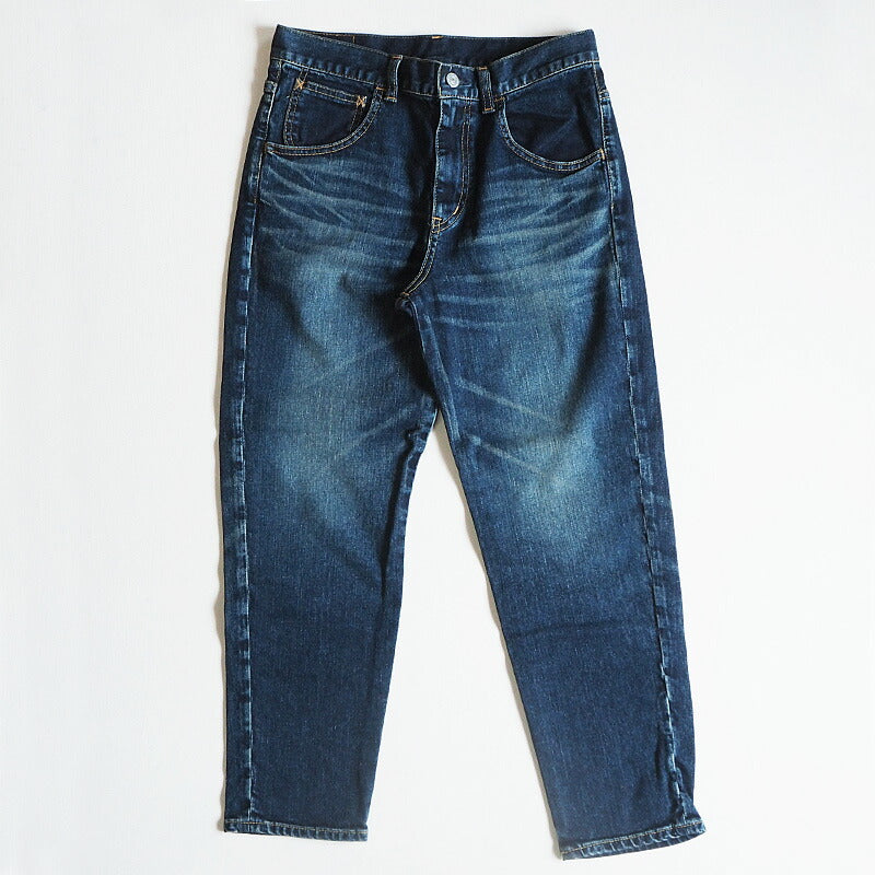 DEEP BLUE 10oz Stretch Denim Ankle Length Tapered Boyfriend Pants Blue [73966-1] Okayama Kurashiki Kojima Jeans Brand 