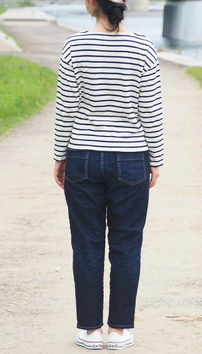 DEEP BLUE 10oz Stretch Denim Ankle Length Tapered Boyfriend Jeans Dark Blue [73966-2] Okayama Kurashiki Kojima Jeans Brand 