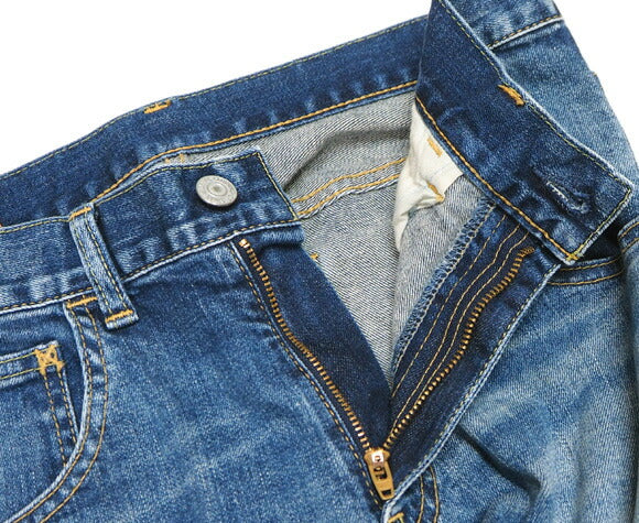 深藍色 10oz 彈力牛仔布及踝錐形男友牛仔褲 中藍色 [73966-MBL] Okayama Kurashiki Kojima Jeans Brand 