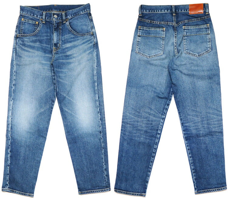 DEEP BLUE 10oz Stretch Denim Ankle Length Tapered Boyfriend Jeans Medium Blue [73966-MBL] Okayama Kurashiki Kojima Jeans Brand 