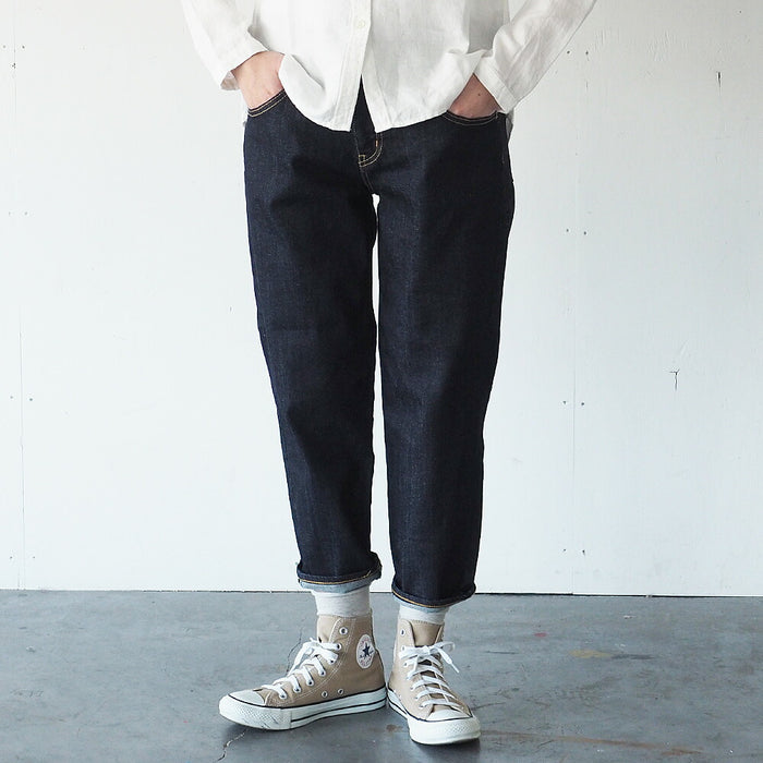 DEEP BLUE 10oz Stretch Denim Ankle Length Tapered Boyfriend Pants One Wash [73966-OW] Okayama Kurashiki Kojima Jeans Brand 