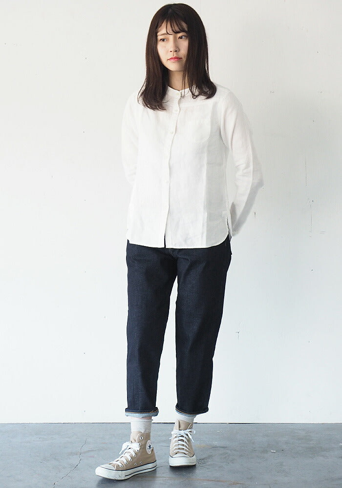 DEEP BLUE 10oz Stretch Denim Ankle Length Tapered Boyfriend Pants One Wash [73966-OW] Okayama Kurashiki Kojima Jeans Brand 