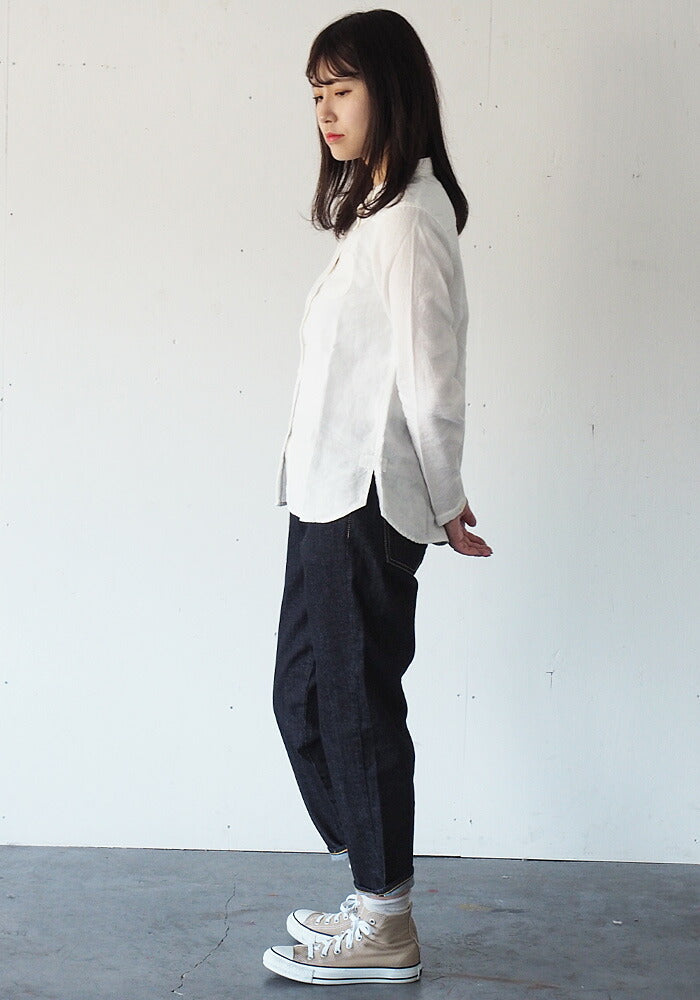 DEEP BLUE 10oz Stretch Denim Ankle Length Tapered Boyfriend Pants One Wash [73966-OW] Okayama Kurashiki Kojima Jeans Brand 