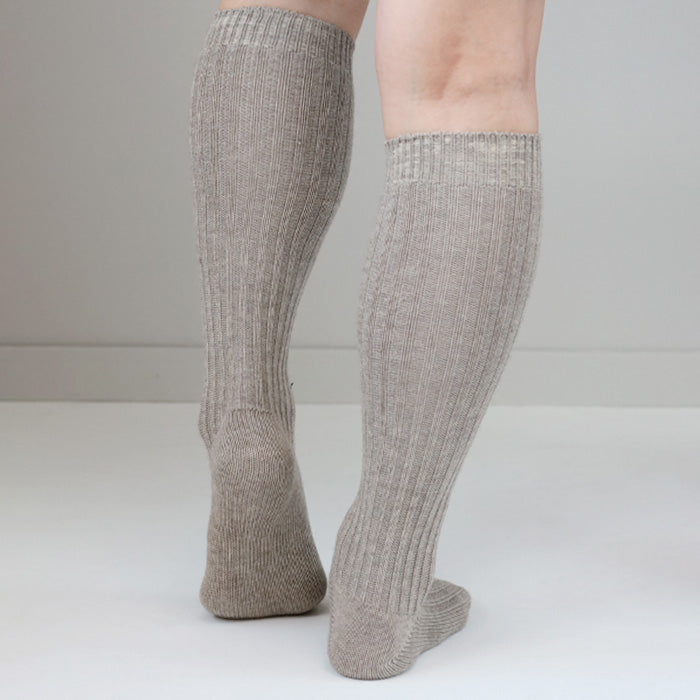 ORGANIC GARDEN Yak wool x Supima cotton ribbed socks, long length, for men and women [8-0045]
