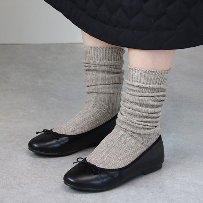 ORGANIC GARDEN Yak wool x Supima cotton ribbed socks, long length, for men and women [8-0045]
