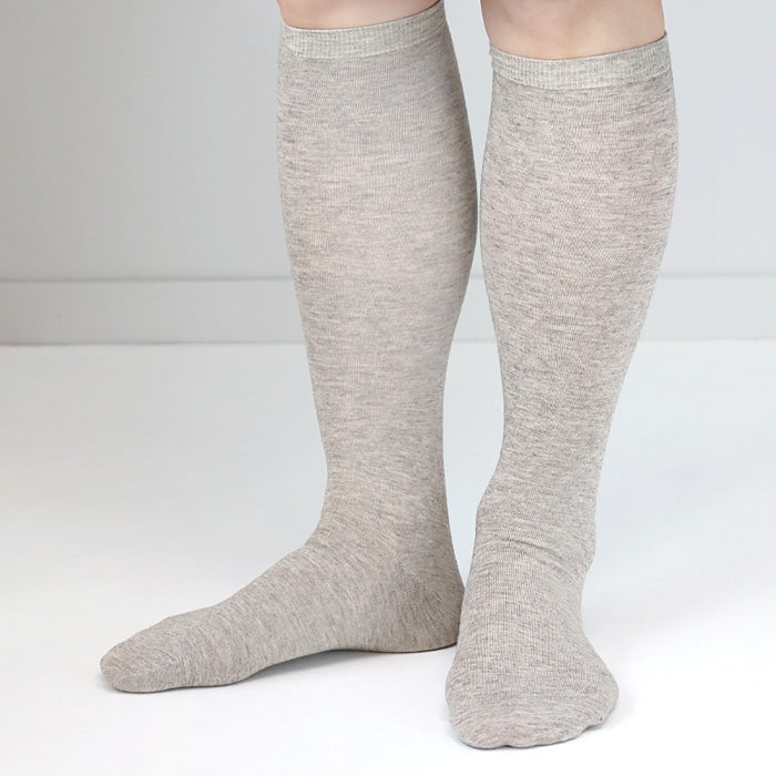 ORGANIC GARDEN Yak Plain Knee Socks, Mok Grey, Long Length, Women's [8-0046]