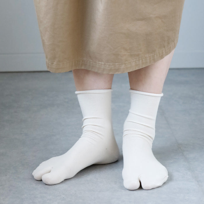 [2 colors] ORGANIC GARDEN no rubber tabi type socks unbleached gray ladies [8-8267]