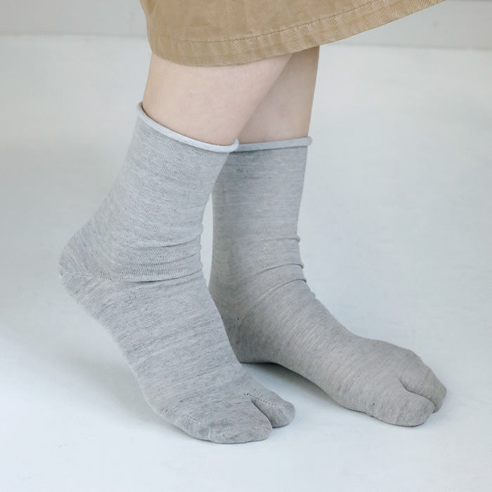 [2 colors] ORGANIC GARDEN no rubber tabi type socks unbleached gray ladies [8-8267]