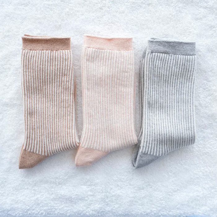 [3 colors] ORGANIC GARDEN Striped socks, organic cotton, brown, pink, gray, women's [8-0038-22] Nara, Koryo-cho, socks, brand