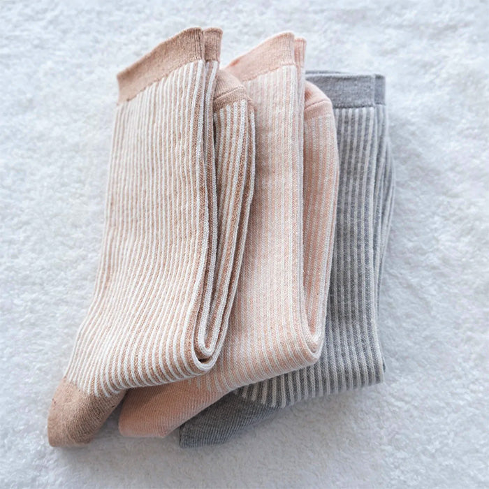 [3 colors] ORGANIC GARDEN Striped socks, organic cotton, brown, pink, gray, women's [8-0038-22] Nara, Koryo-cho, socks, brand