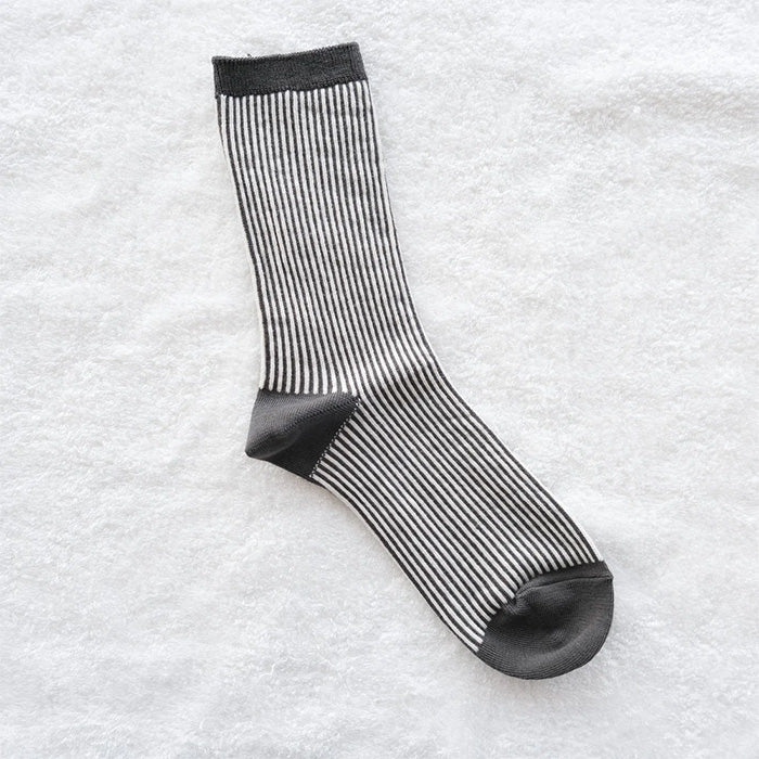 ORGANIC GARDEN Striped Socks, Organic Cotton, Gallnut Dyed, Natural Black, Women's [8-0039-22], Nara, Koryo-cho, Socks, Brand