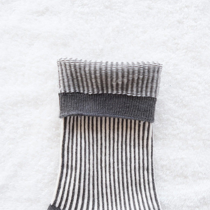 ORGANIC GARDEN Striped Socks, Organic Cotton, Gallnut Dyed, Natural Black, Women's [8-0039-22], Nara, Koryo-cho, Socks, Brand