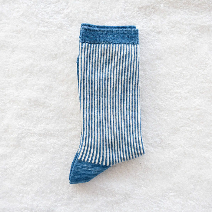 ORGANIC GARDEN Striped Socks, Organic Cotton, Indigo Dyed, Light Blue, Women's [8-0040-22], Koryo-cho, Nara, Socks, Brand 