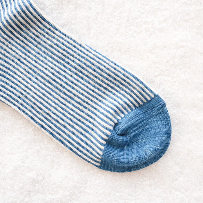 ORGANIC GARDEN Striped Socks, Organic Cotton, Indigo Dyed, Light Blue, Women's [8-0040-22], Koryo-cho, Nara, Socks, Brand 
