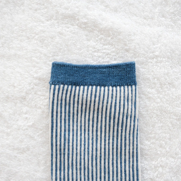 ORGANIC GARDEN (Organic Garden) Striped Socks Organic Cotton Indigo Dyed Asagi Light Blue Women's [8-8280] Nara Koryocho Socks Brand
